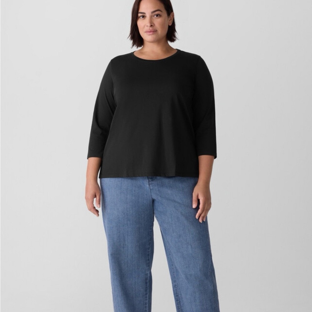 Eileen Fisher Black 3/4 Sleeve Tee